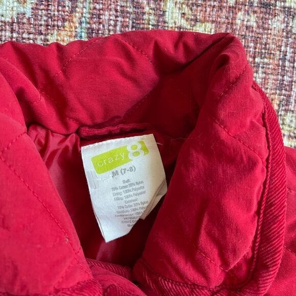 Kids crazy 8 size 7/8 Red Quilted Double-Breasted Pea Coat - Picture 4 of 10